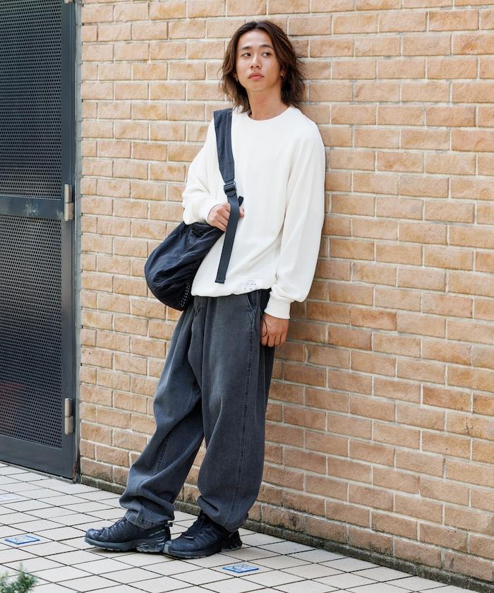 Drymix(R) / 乾爽混紡寬鬆版型華夫格布插肩長袖T恤