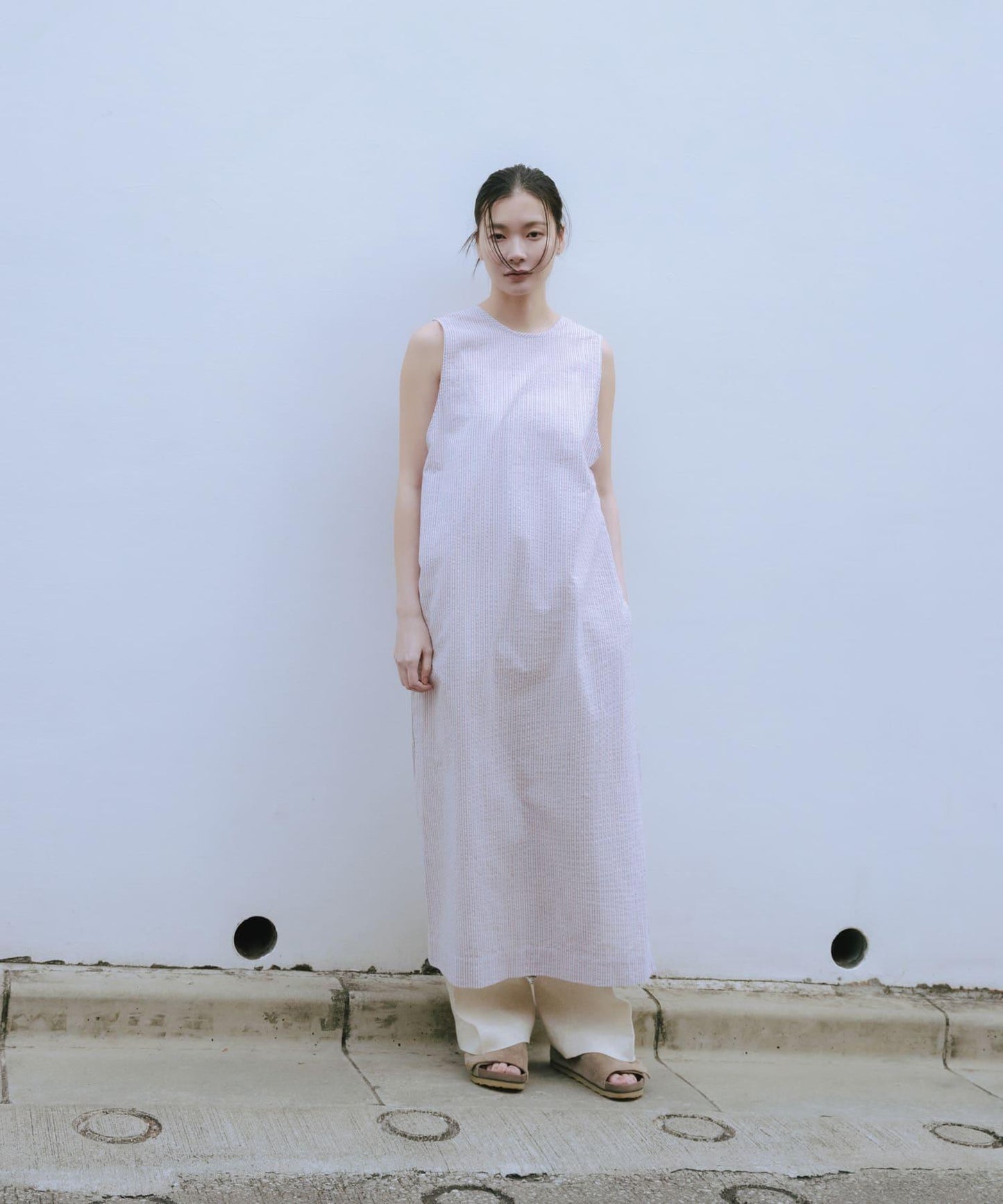 new basic 印度棉條紋連衣裙