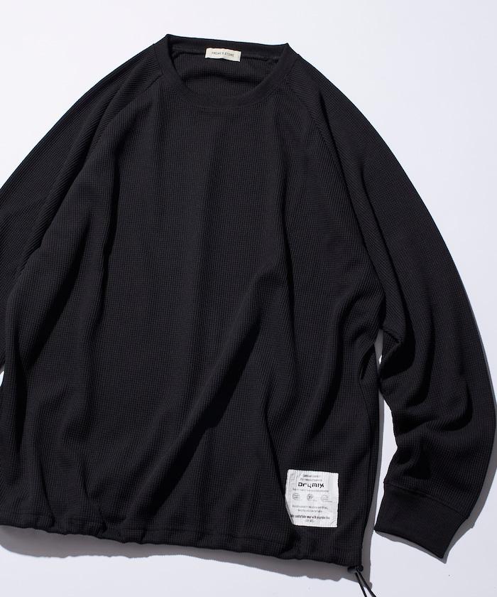 Drymix(R) / 乾爽混紡寬鬆版型華夫格布插肩長袖T恤