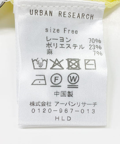 new basic 亞麻混紡皺褶五分袖針織衫