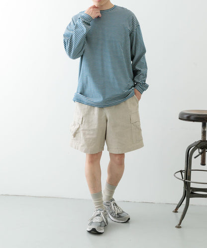 可搭配套裝 天然材質亞麻棉休閒工裝短褲