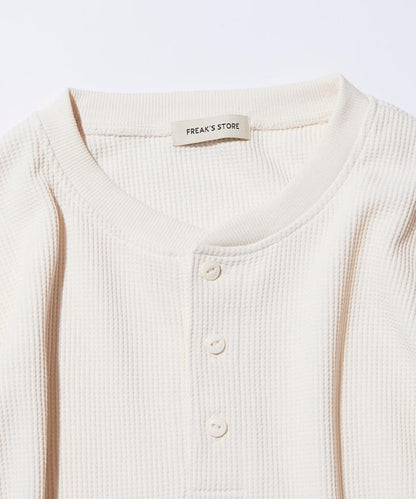 Drymix(R) / 乾爽混紡寬鬆版型華夫格亨利領T恤