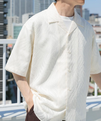 波浪剪裁開領透視襯衫