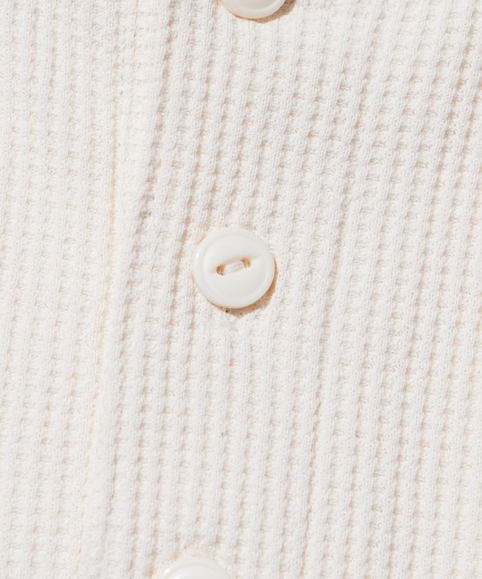 Drymix(R) / 乾爽混紡寬鬆版型華夫格亨利領T恤