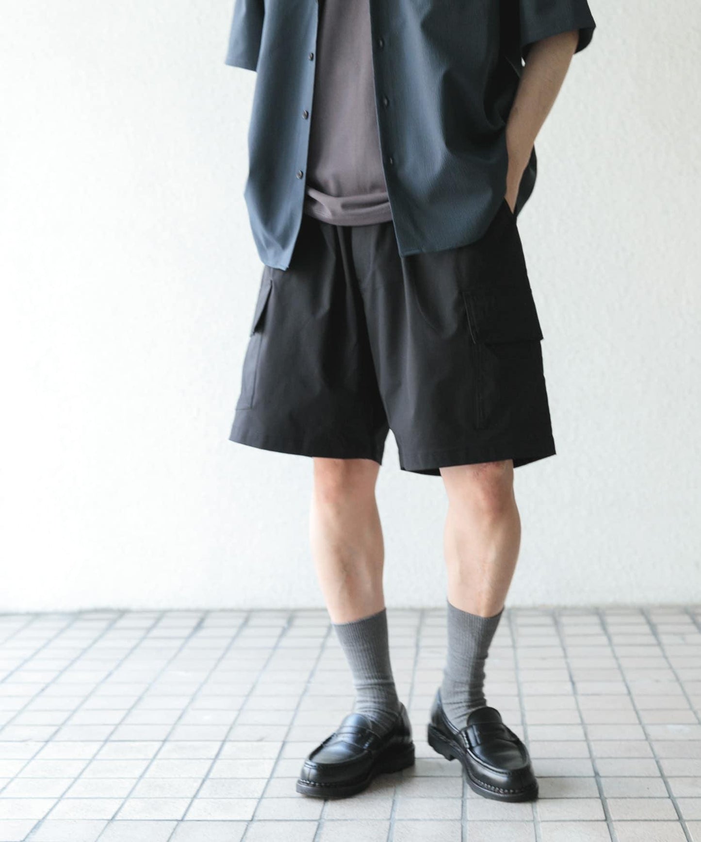 鬆緊腰休閒工裝短褲