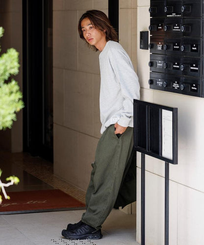 Drymix(R) / 乾爽混紡寬鬆版型華夫格亨利領T恤