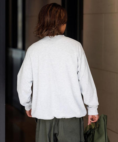 Drymix(R) / 乾爽混紡寬鬆版型華夫格亨利領T恤