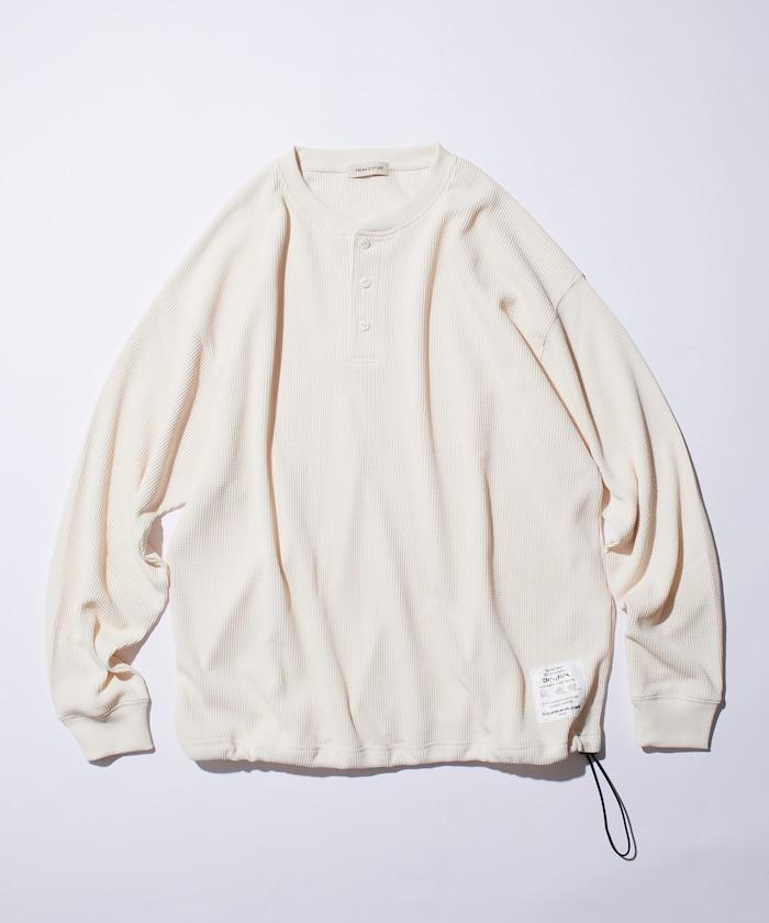 Drymix(R) / 乾爽混紡寬鬆版型華夫格亨利領T恤