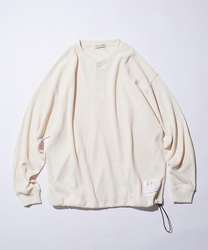 Drymix(R) / 乾爽混紡寬鬆版型華夫格亨利領T恤