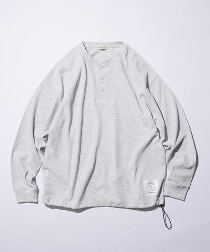 Drymix(R) / 乾爽混紡寬鬆版型華夫格亨利領T恤