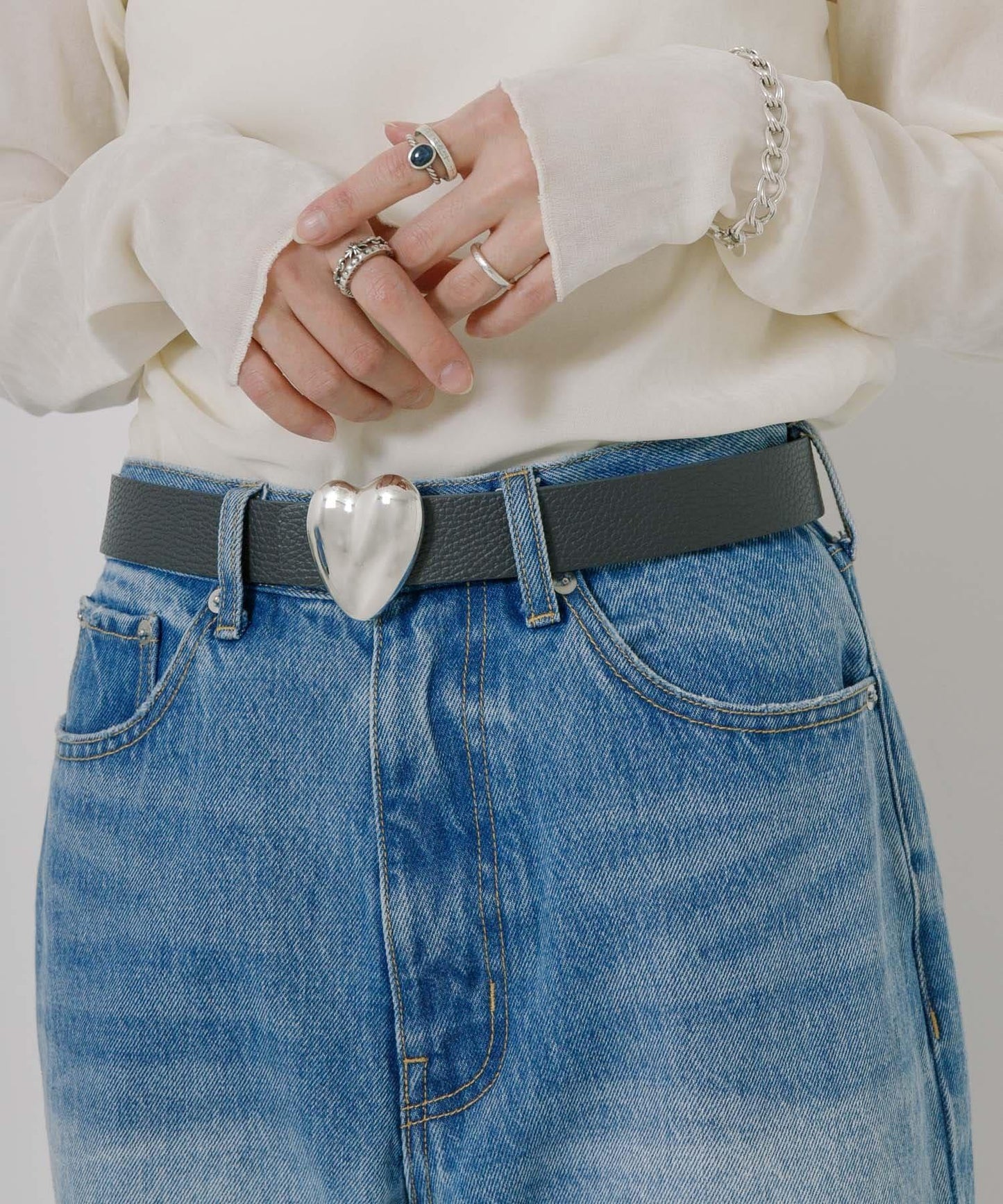 A VACATION 心形銀色腰帶