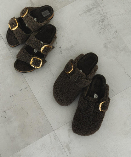 BIRKENSTOCK BOSTON 大扣泰迪毛拖鞋