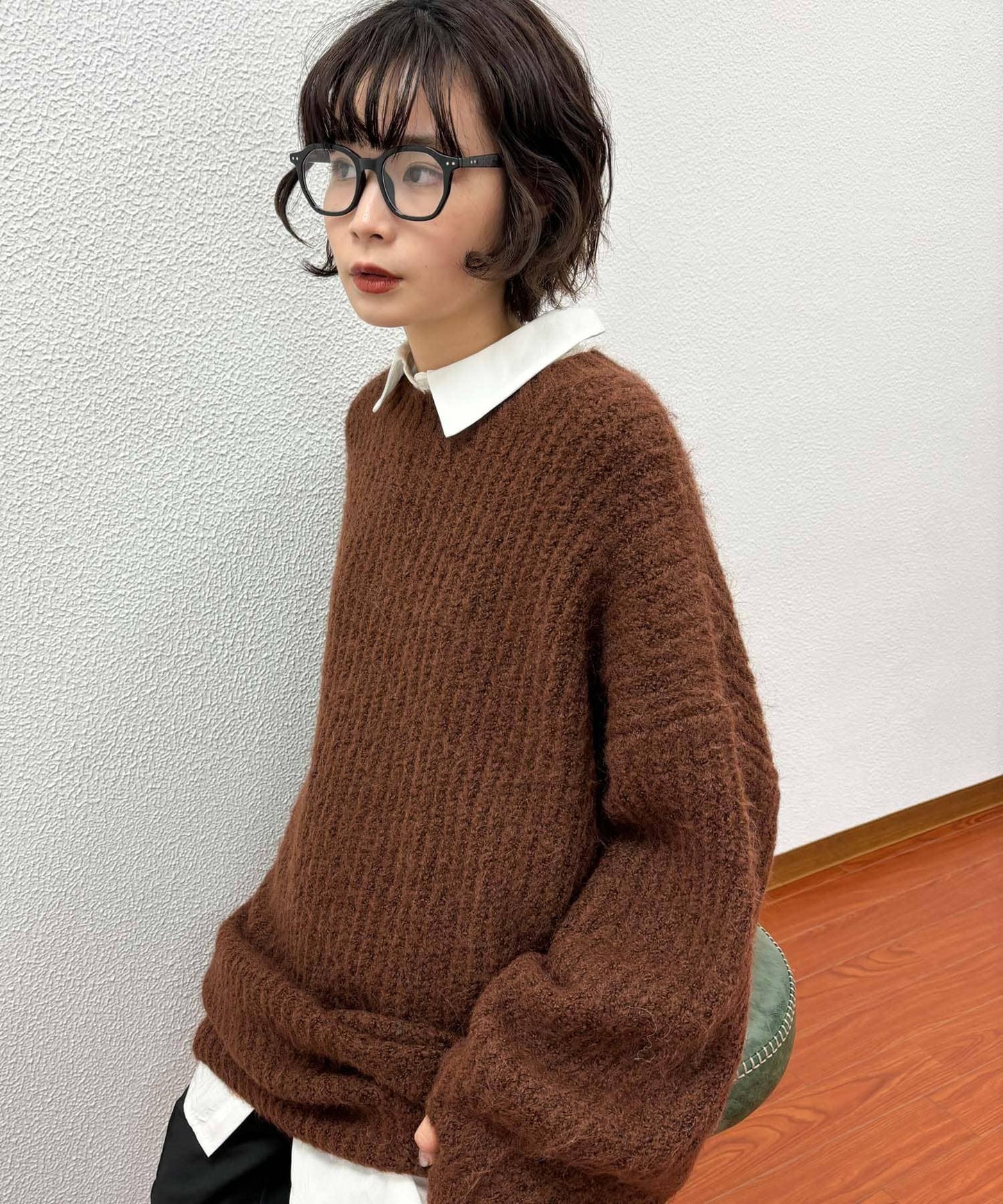 寬鬆針織迷你連衣裙