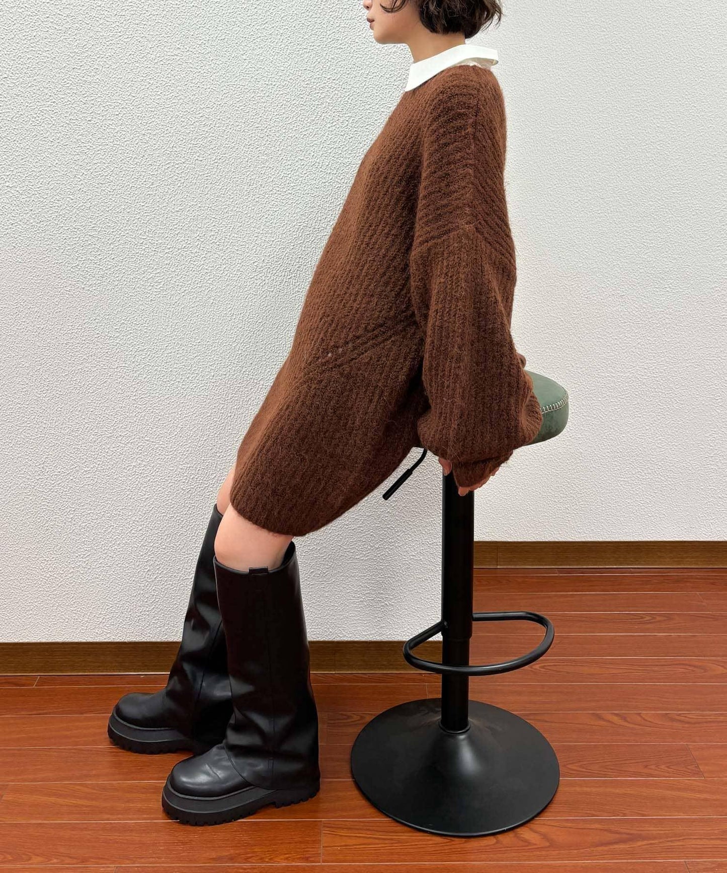 寬鬆針織迷你連衣裙
