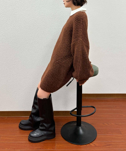 寬鬆針織迷你連衣裙