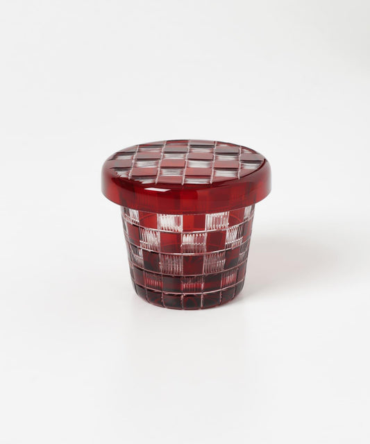 廣田硝子 蓋杯 市松紋