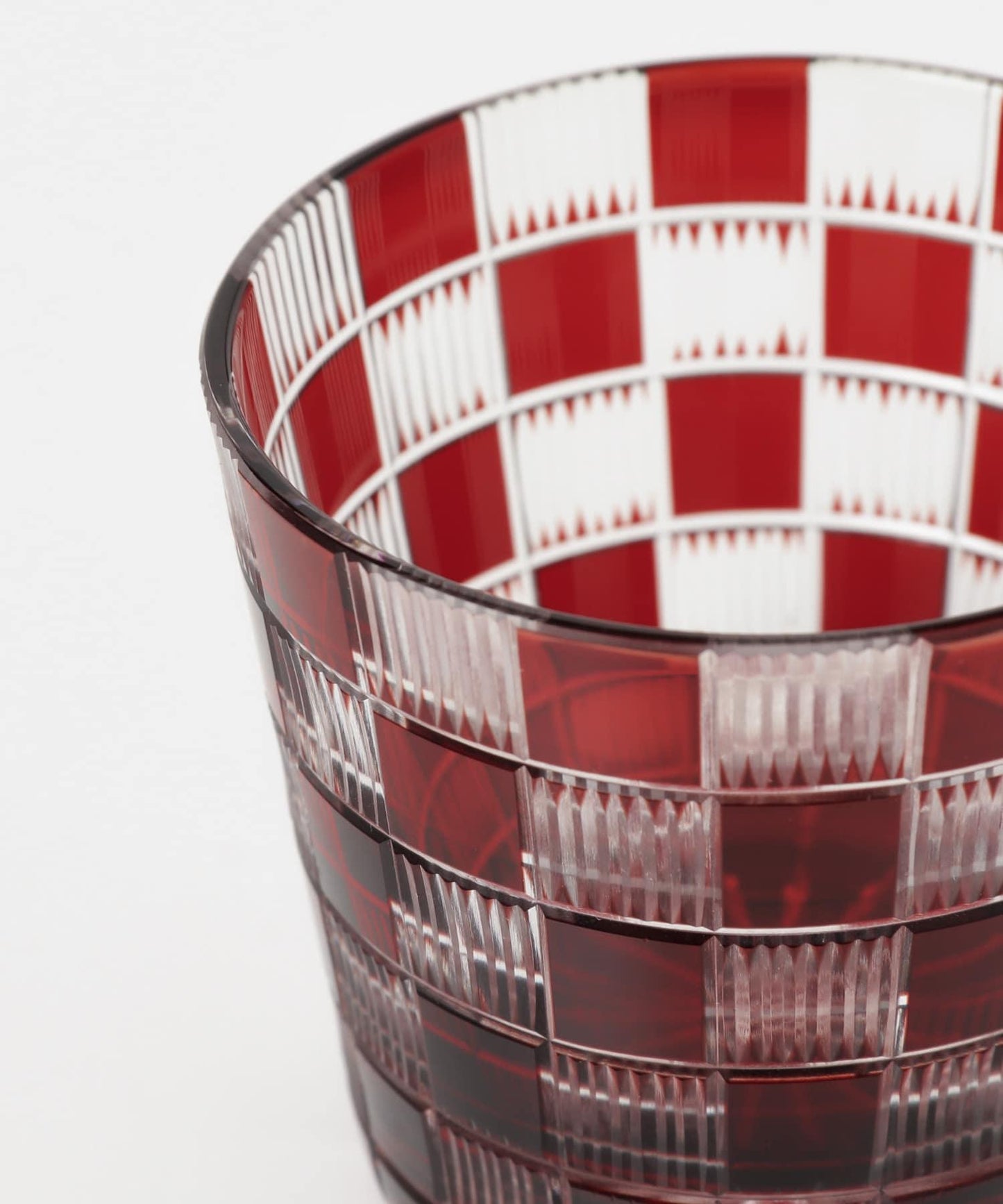 廣田硝子 蓋杯 市松紋