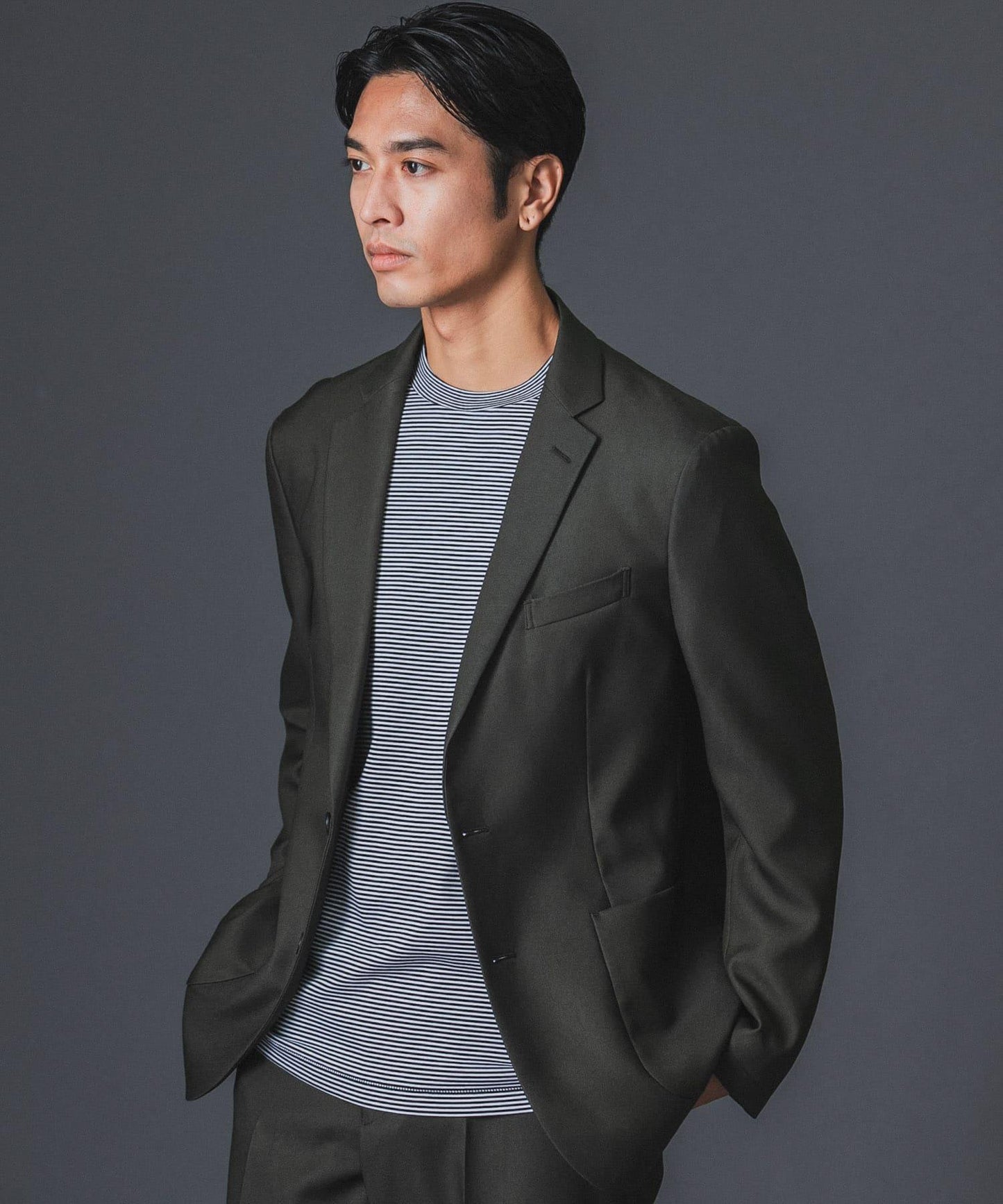 LIFE STYLE TAILOR 仿羊毛斜紋舒適西裝夾克