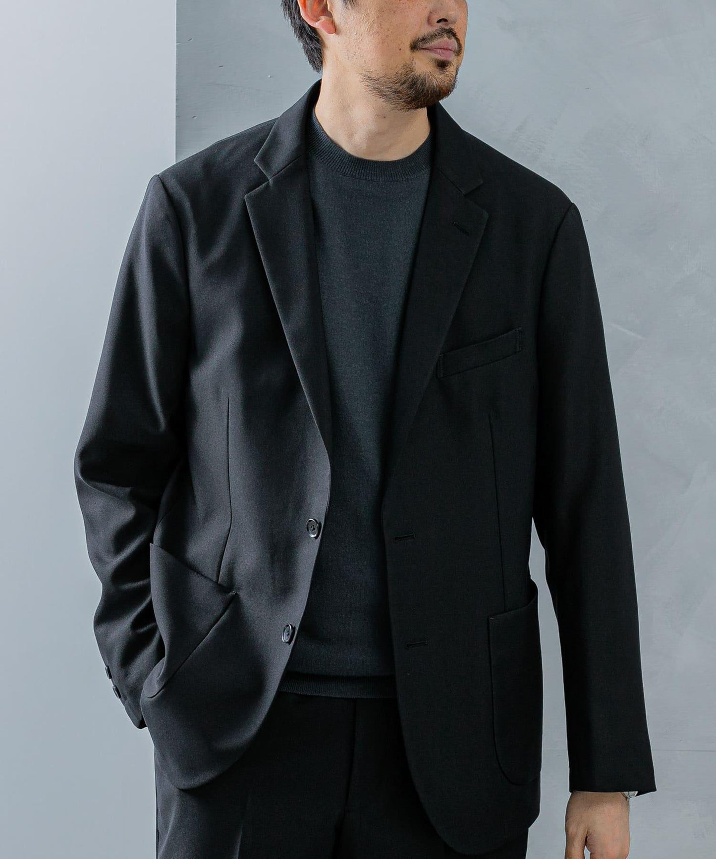 LIFE STYLE TAILOR 仿羊毛斜紋舒適西裝夾克