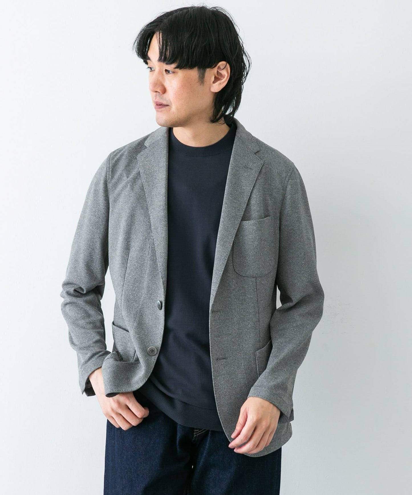 「易護理/速幹」LIFE STYLE TAILOR 混色針織休閒西裝外套