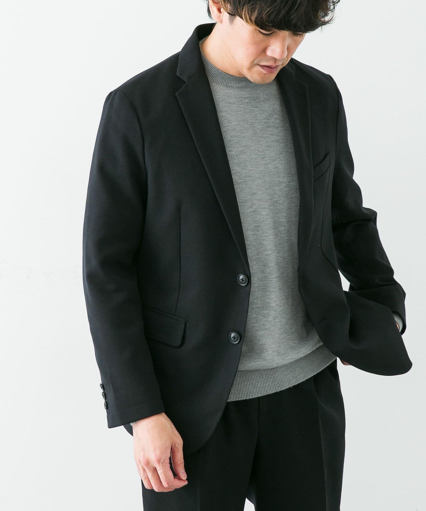 LIFE STYLE TAILOR 羊毛感軟斜紋彈力西裝夾克