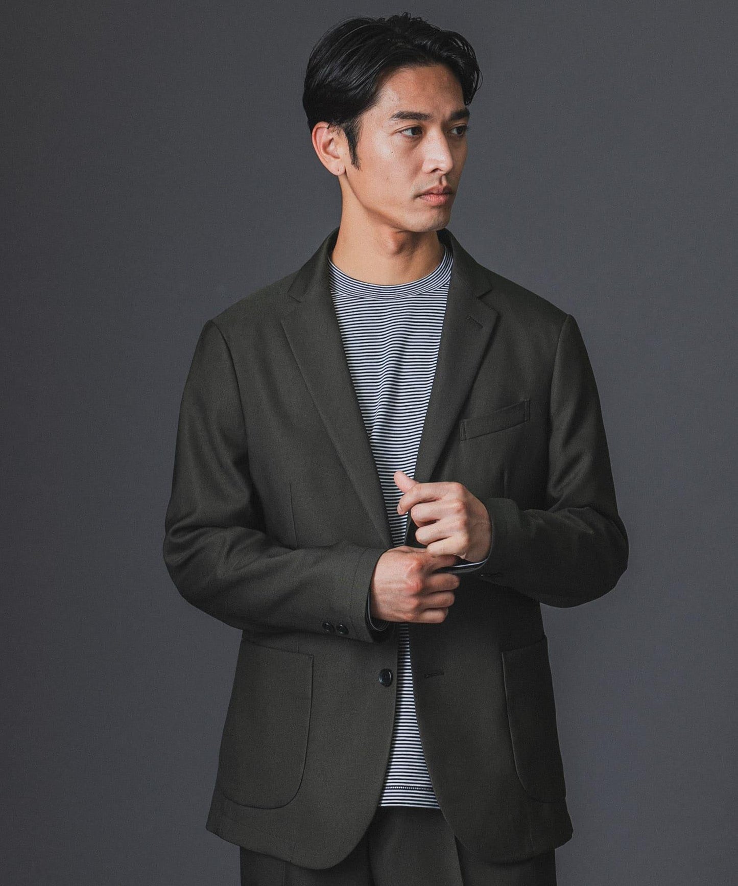 LIFE STYLE TAILOR 仿羊毛斜紋舒適西裝夾克