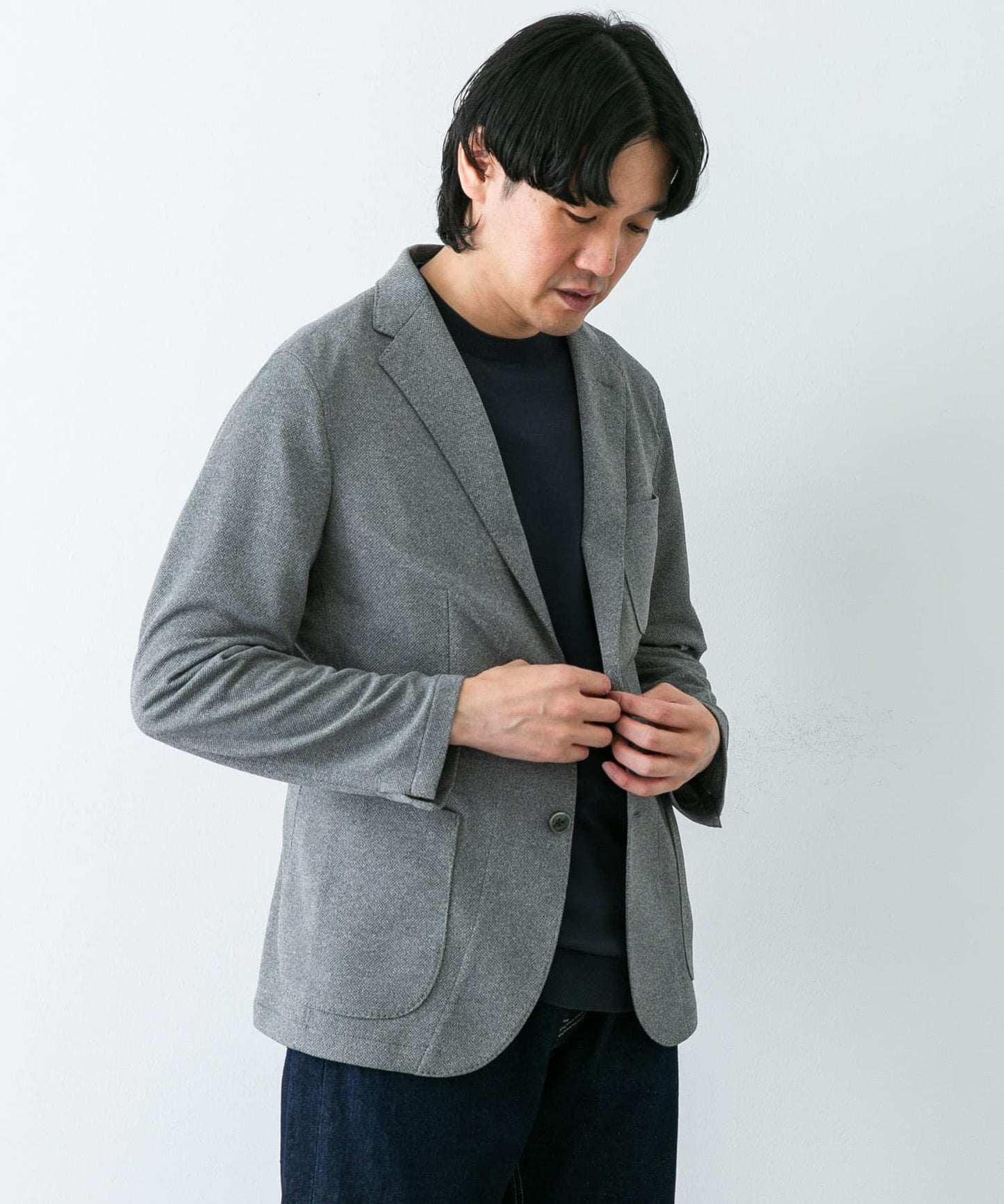 「易護理/速幹」LIFE STYLE TAILOR 混色針織休閒西裝外套