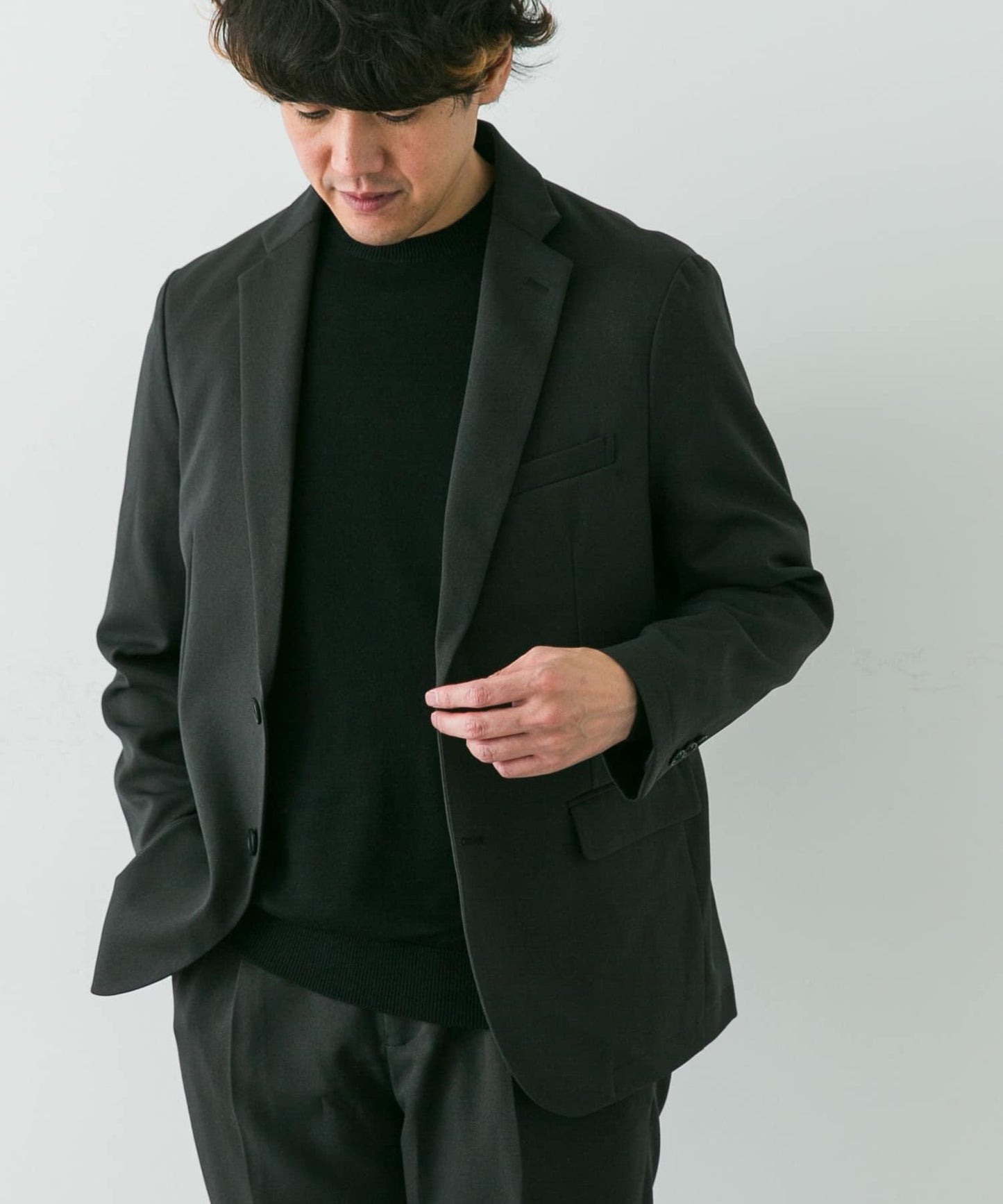 LIFE STYLE TAILOR 羊毛感軟斜紋彈力西裝夾克
