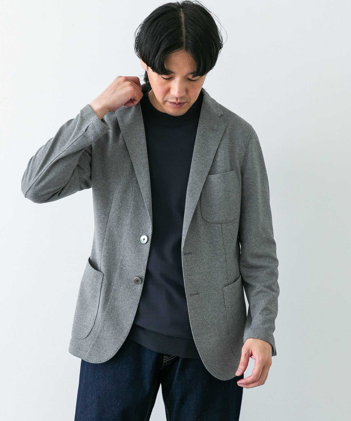 「易護理/速幹」LIFE STYLE TAILOR 混色針織休閒西裝外套