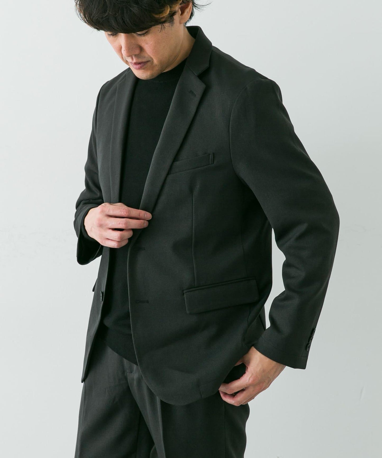 LIFE STYLE TAILOR 羊毛感軟斜紋彈力西裝夾克