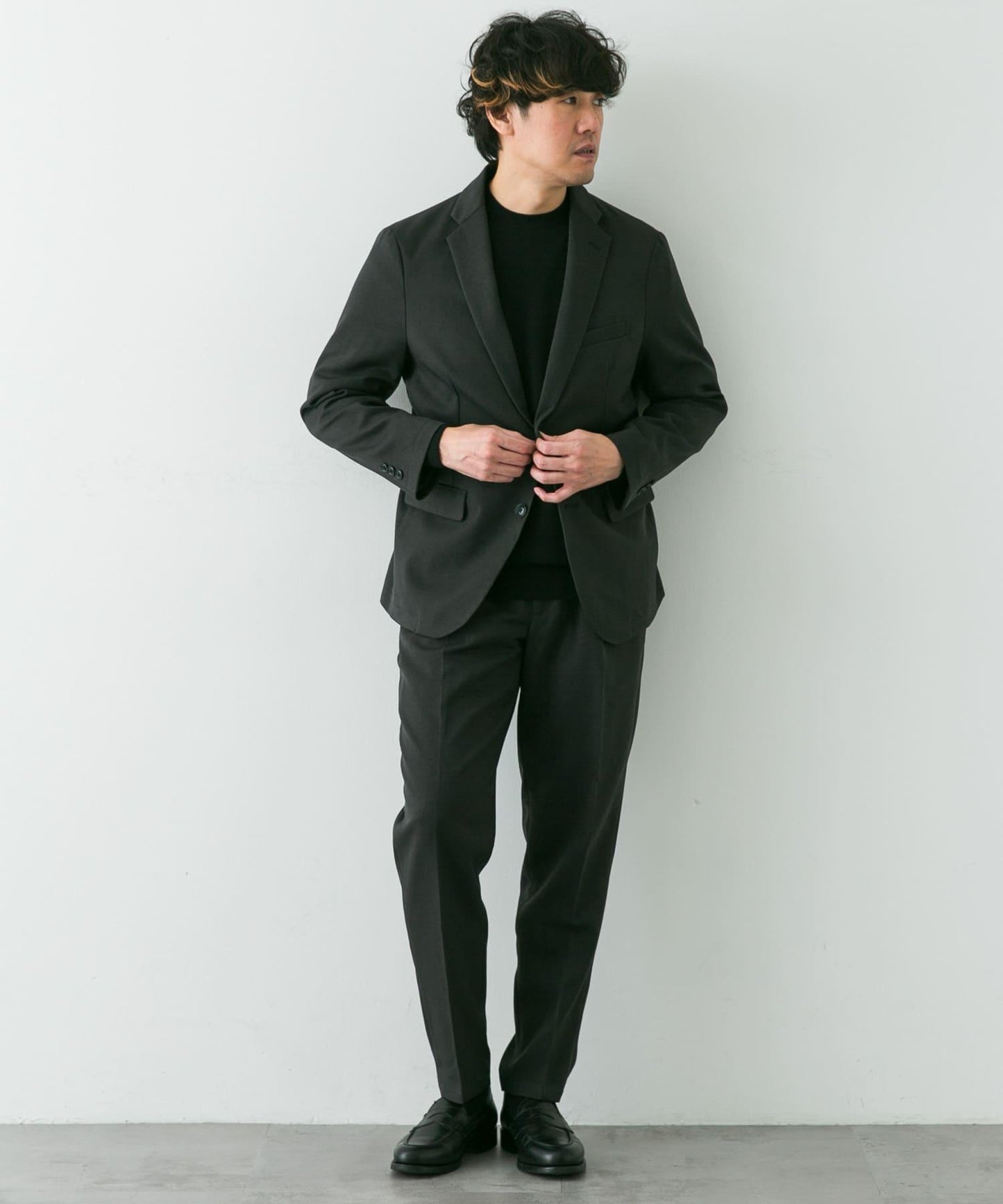 LIFE STYLE TAILOR 羊毛感軟斜紋彈力西裝夾克