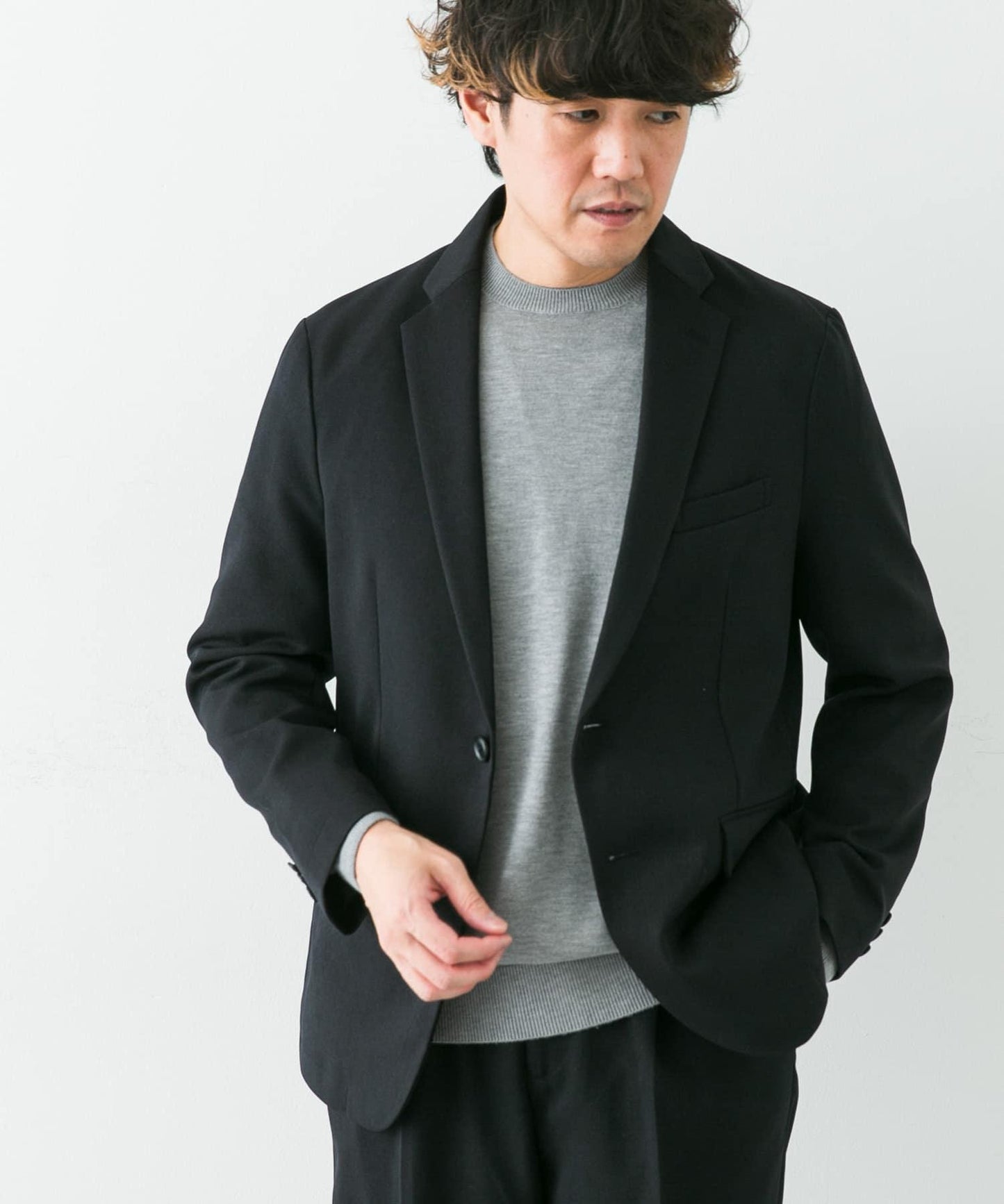 LIFE STYLE TAILOR 羊毛感軟斜紋彈力西裝夾克