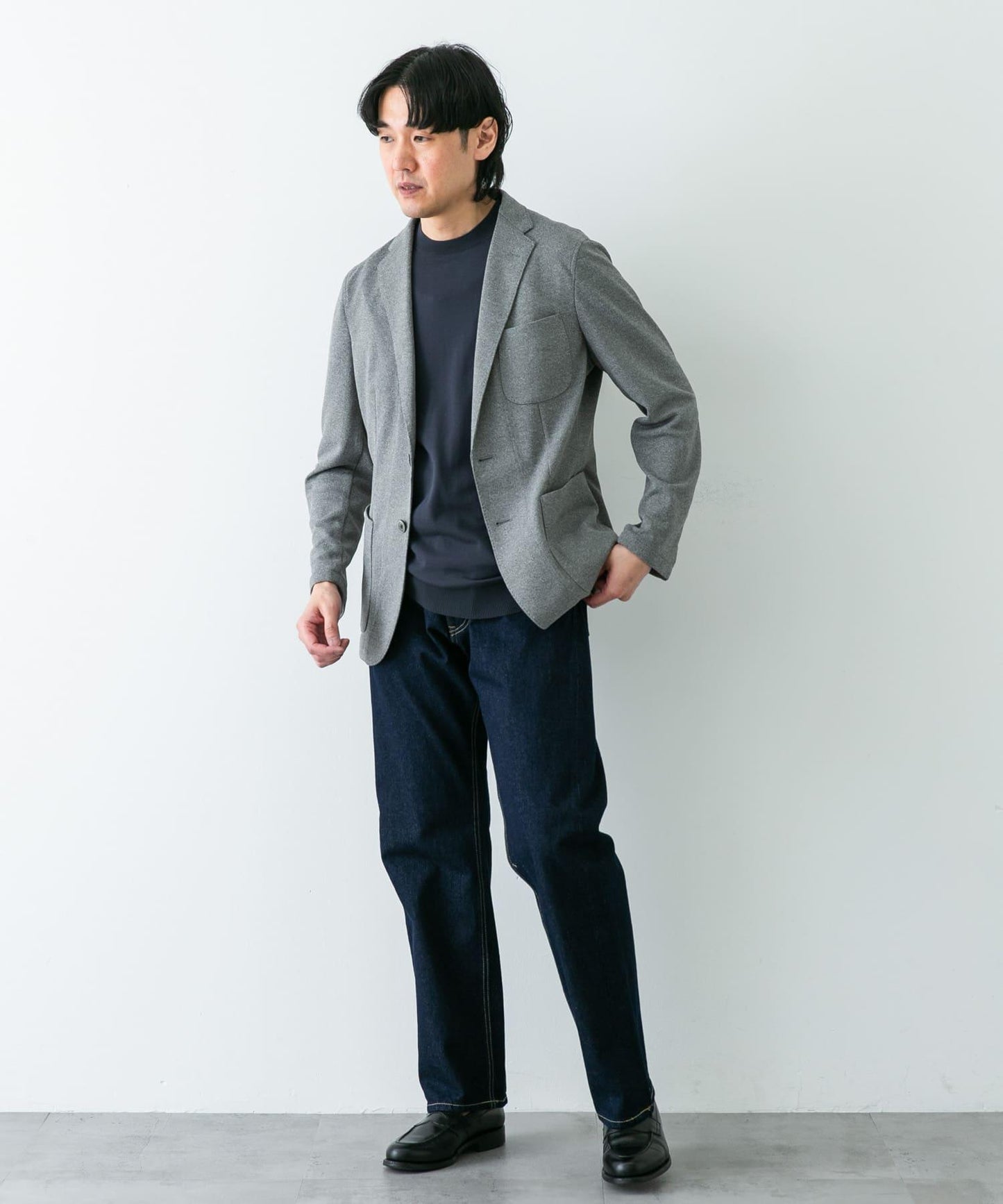 「易護理/速幹」LIFE STYLE TAILOR 混色針織休閒西裝外套