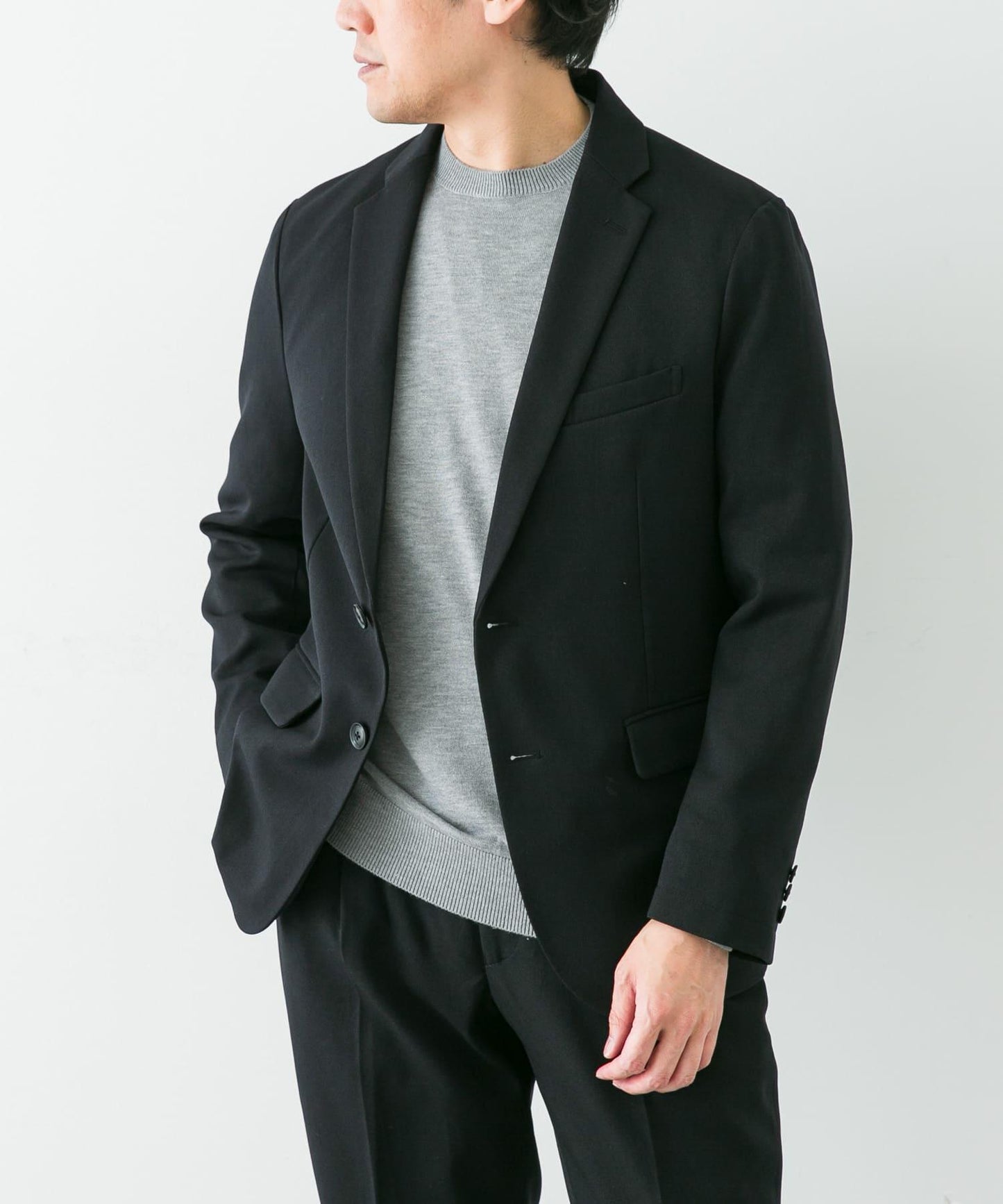 LIFE STYLE TAILOR 羊毛感軟斜紋彈力西裝夾克