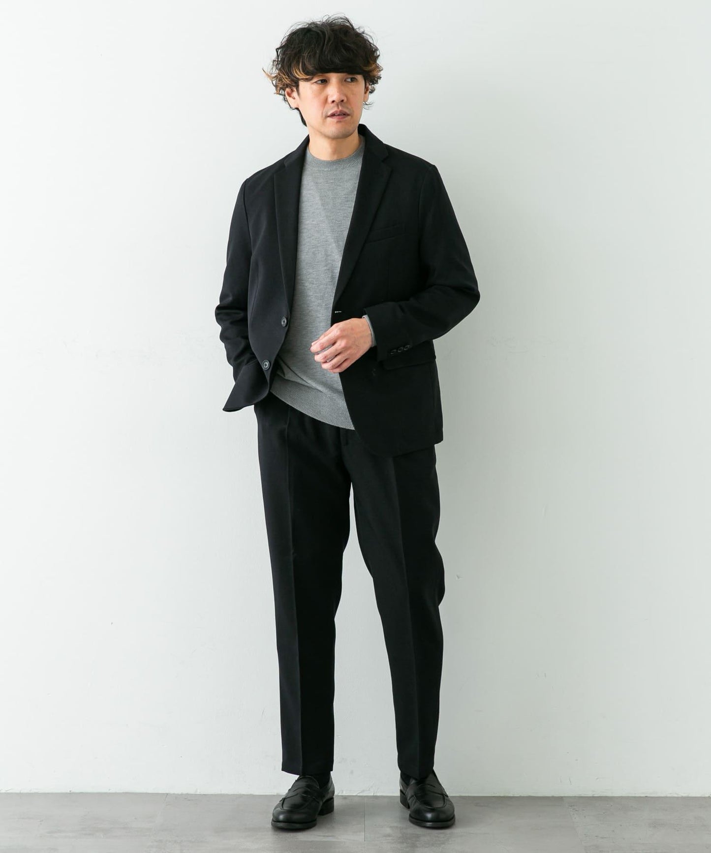 LIFE STYLE TAILOR 羊毛感軟斜紋彈力西裝夾克