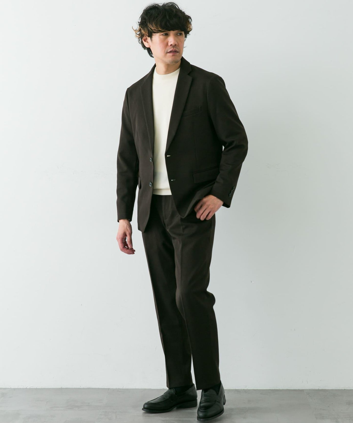 LIFE STYLE TAILOR 羊毛感軟斜紋彈力西裝夾克