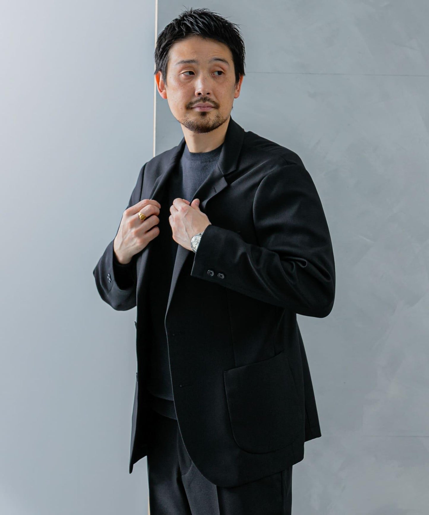 LIFE STYLE TAILOR 仿羊毛斜紋舒適西裝夾克