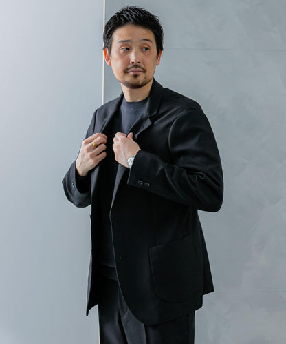 LIFE STYLE TAILOR 仿羊毛斜紋舒適西裝夾克