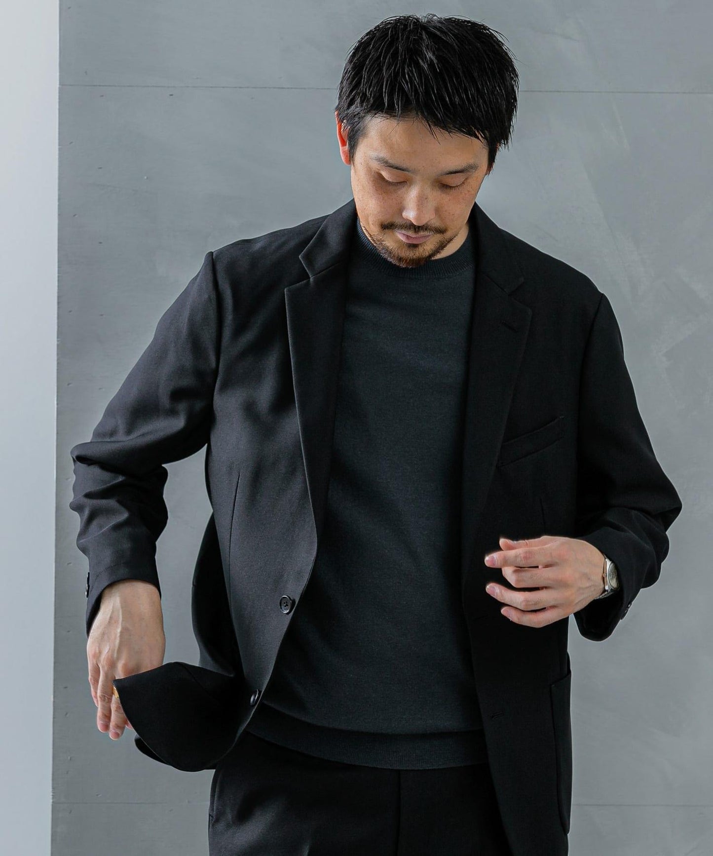 LIFE STYLE TAILOR 仿羊毛斜紋舒適西裝夾克