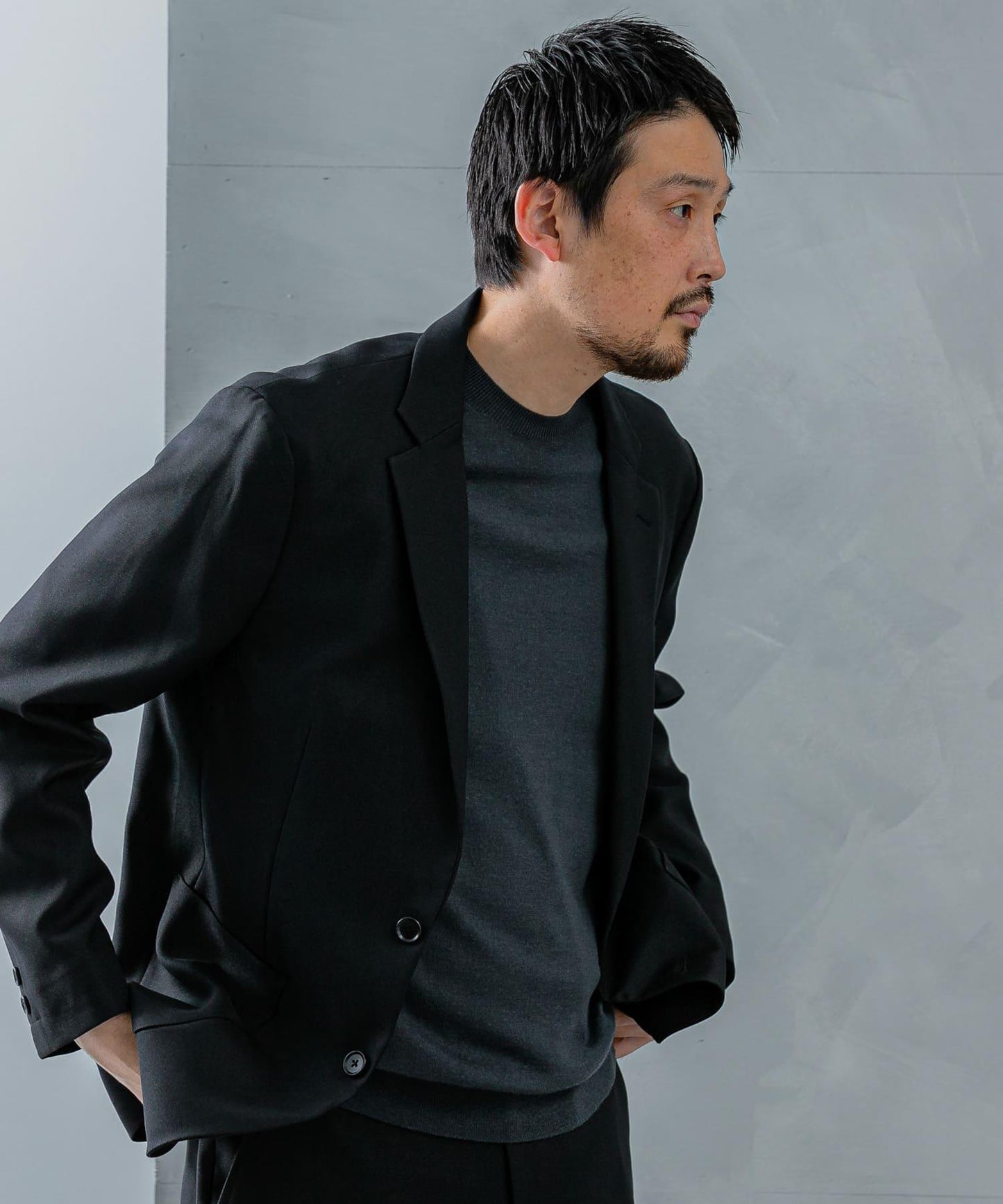 LIFE STYLE TAILOR 仿羊毛斜紋舒適西裝夾克