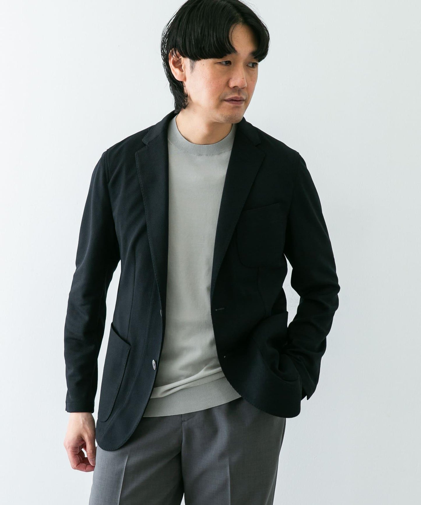 「易護理/速幹」LIFE STYLE TAILOR 混色針織休閒西裝外套