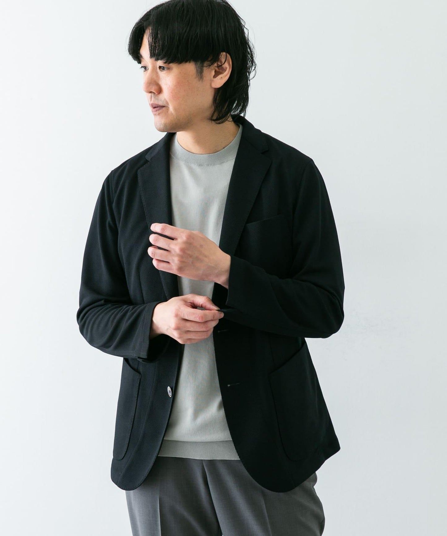 「易護理/速幹」LIFE STYLE TAILOR 混色針織休閒西裝外套