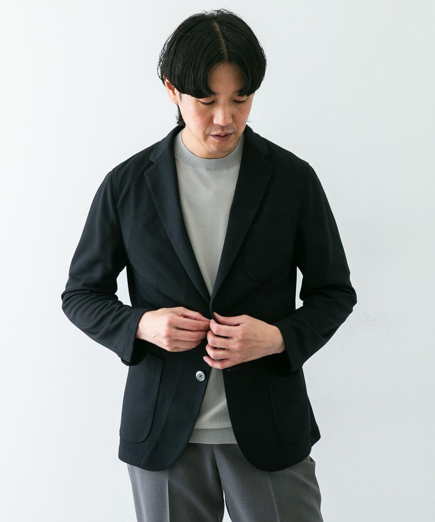 「易護理/速幹」LIFE STYLE TAILOR 混色針織休閒西裝外套