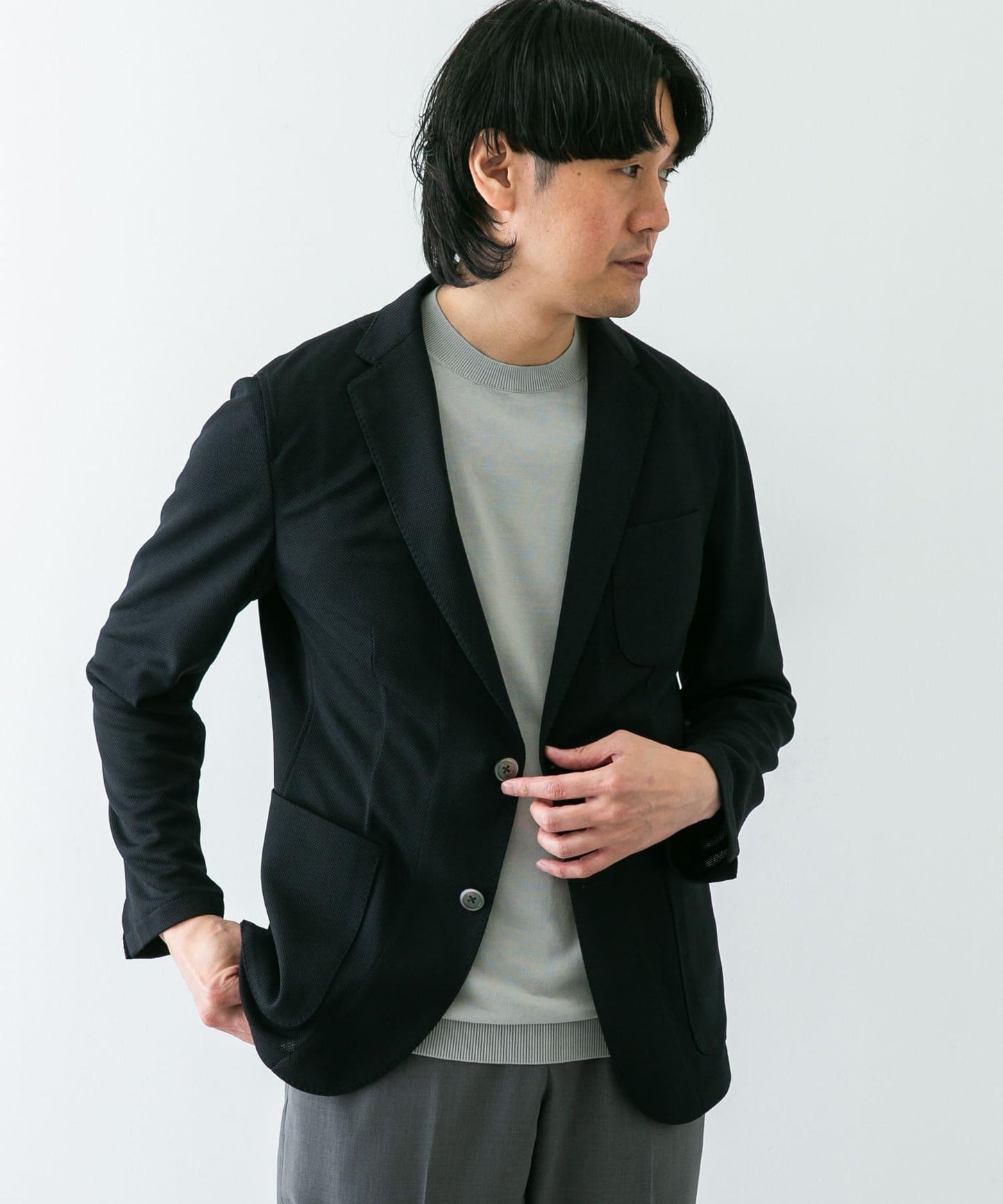 「易護理/速幹」LIFE STYLE TAILOR 混色針織休閒西裝外套