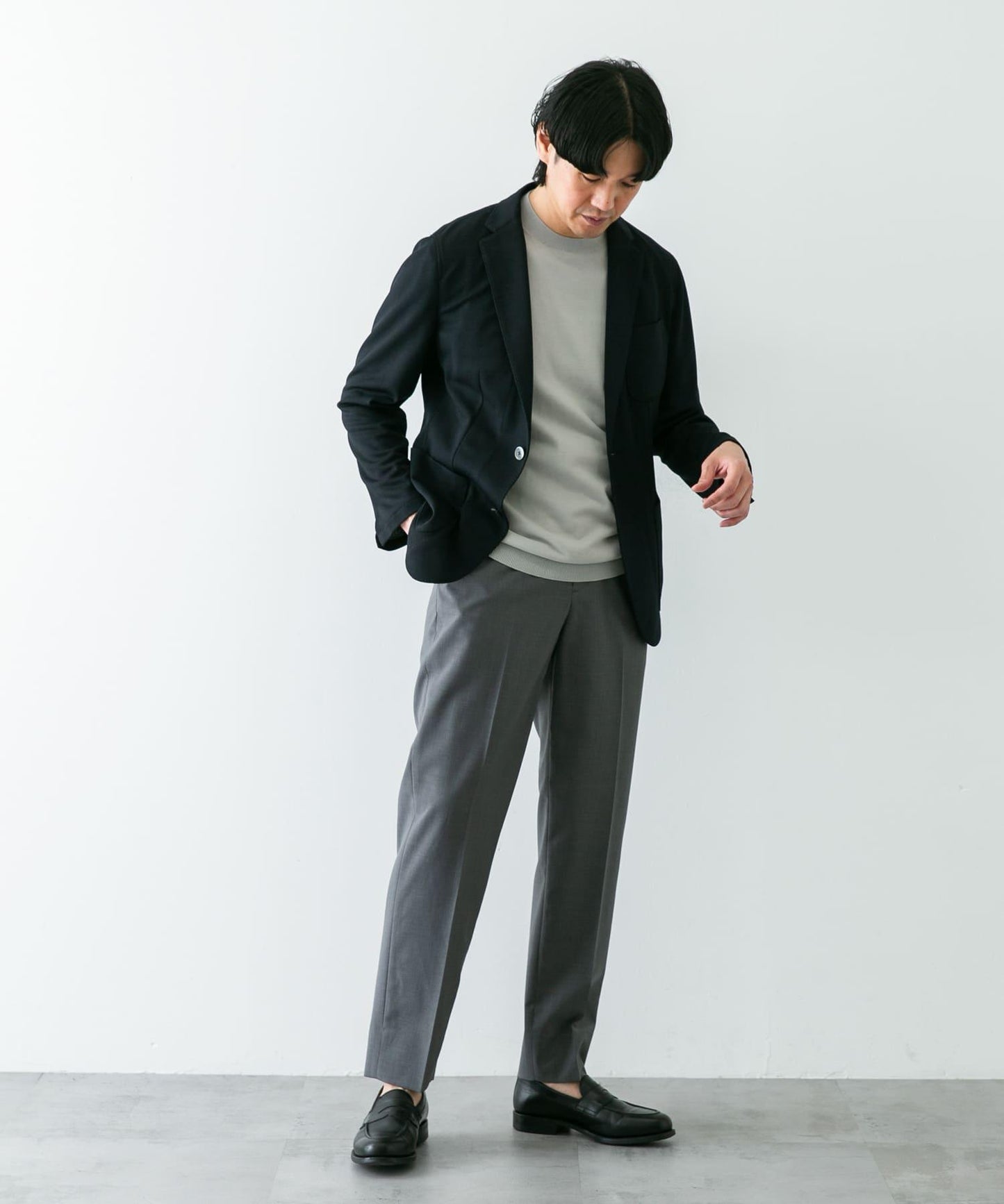 「易護理/速幹」LIFE STYLE TAILOR 混色針織休閒西裝外套