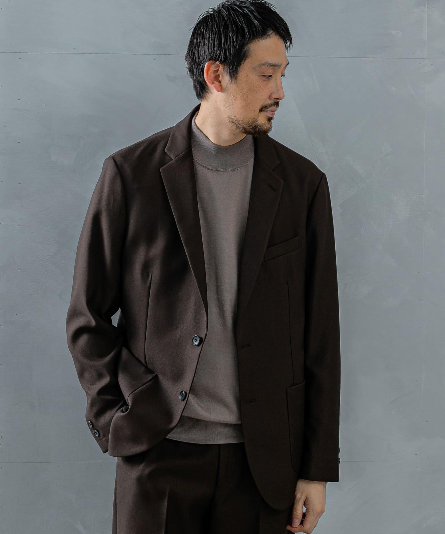 LIFE STYLE TAILOR 仿羊毛斜紋舒適西裝夾克