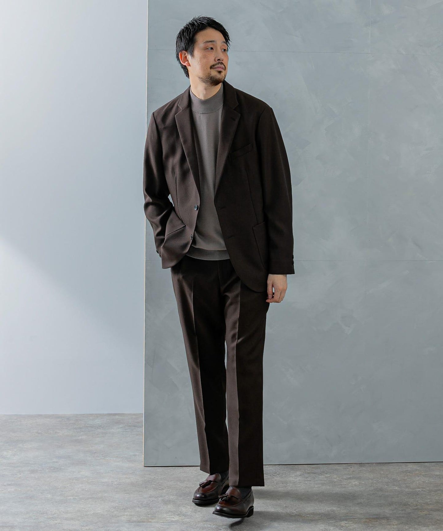 LIFE STYLE TAILOR 仿羊毛斜紋舒適西裝夾克