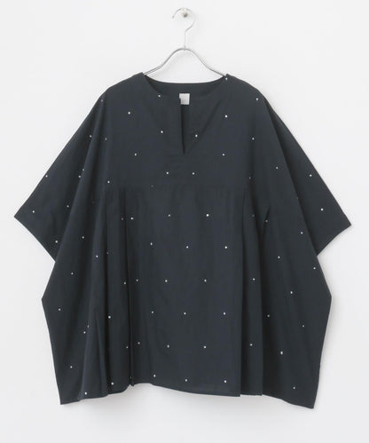 波點刺繡寬鬆套頭衫