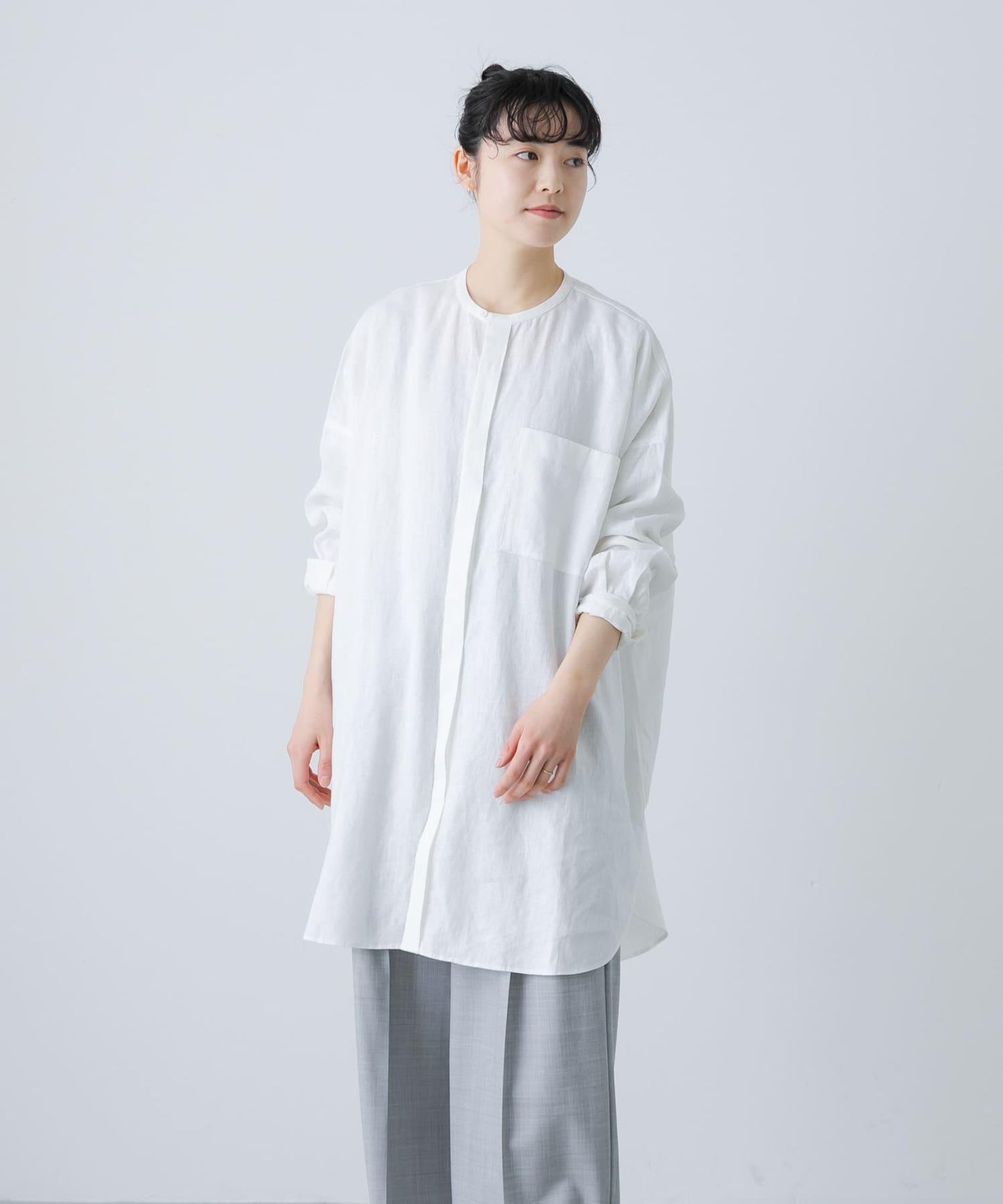 亞麻長款襯衫