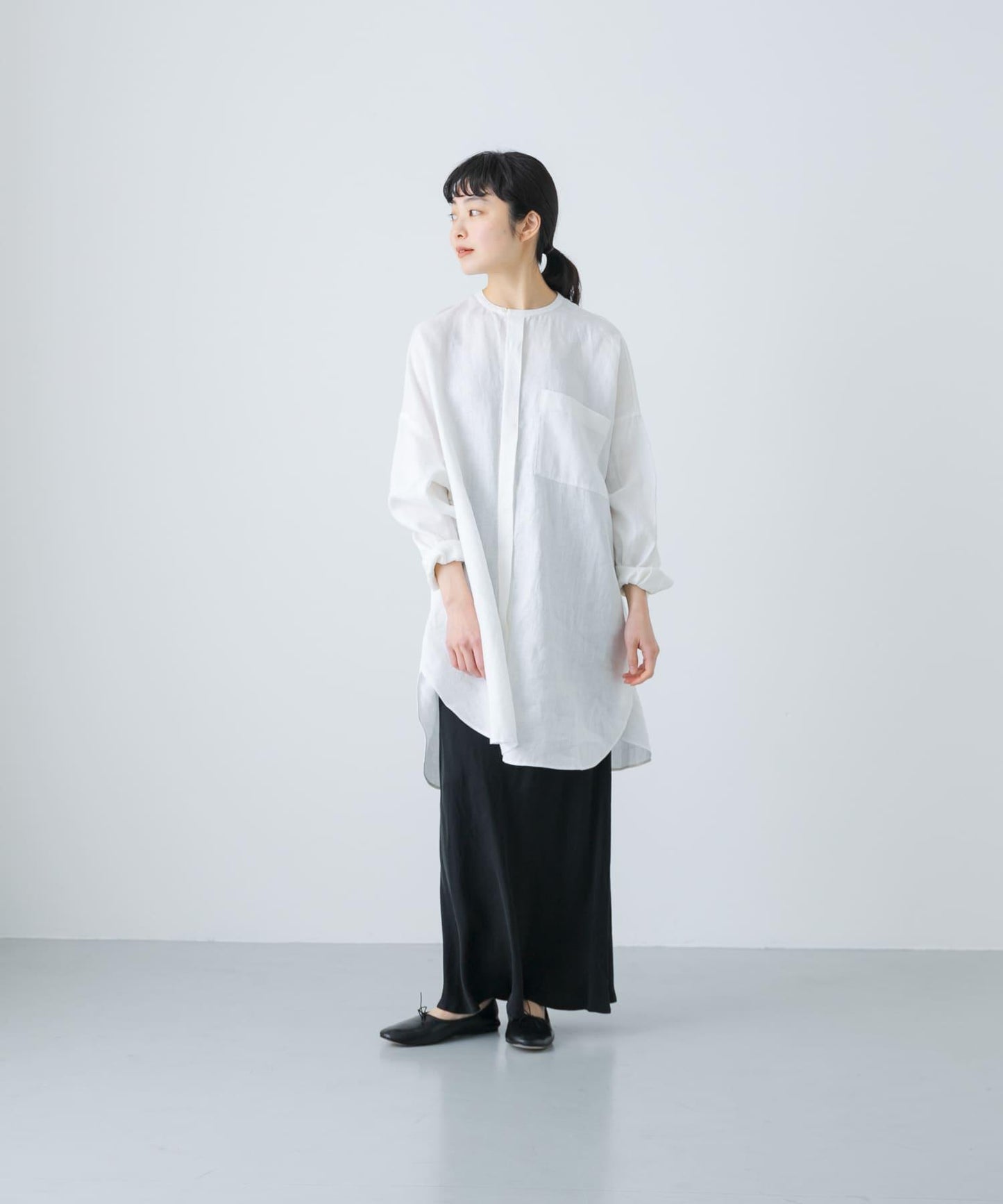 亞麻長款襯衫
